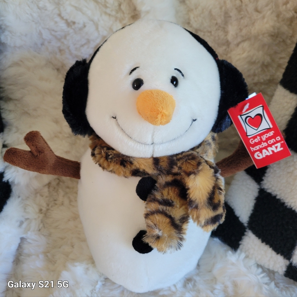 Ganz Snowman Plush with Scarf and Earmuffs